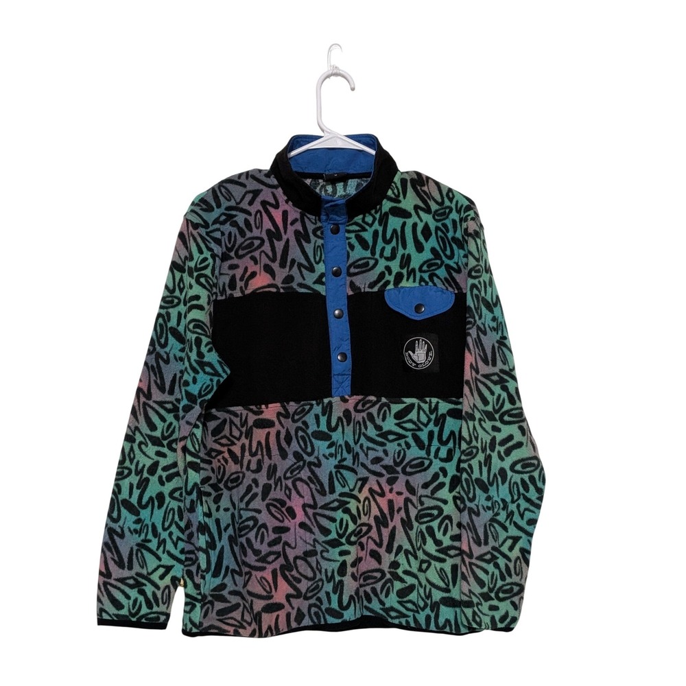 Vintage Body Glove Fleece Pullover Snap Jacket M Retro Surf Skate 90s Pattern